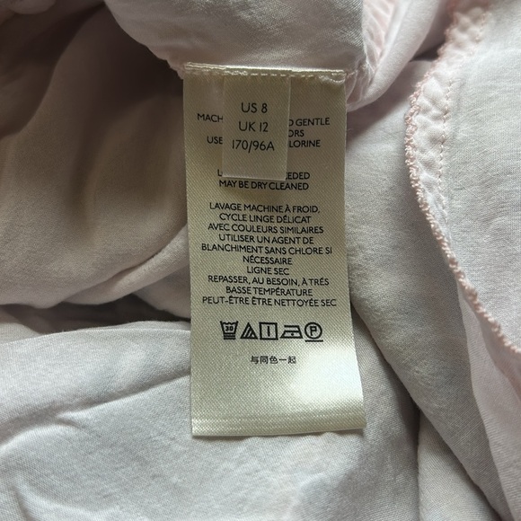 Anthropologie Maeve Carla Wrap Dress Pink Combo Vneck Tie Closure Side Zip Sz 8 - Picture 13 of 16